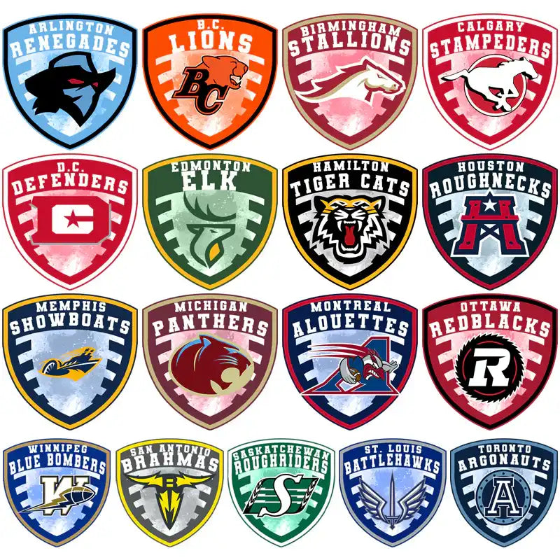 Collection of Canadian football team logos for DTF/DTG and embroidery designs