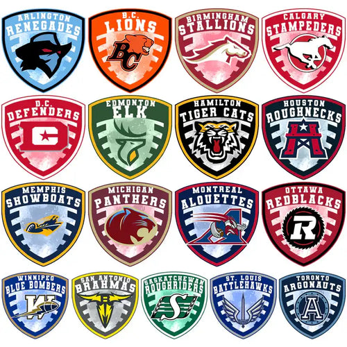 Collection of Canadian football team logos for DTF/DTG and embroidery designs