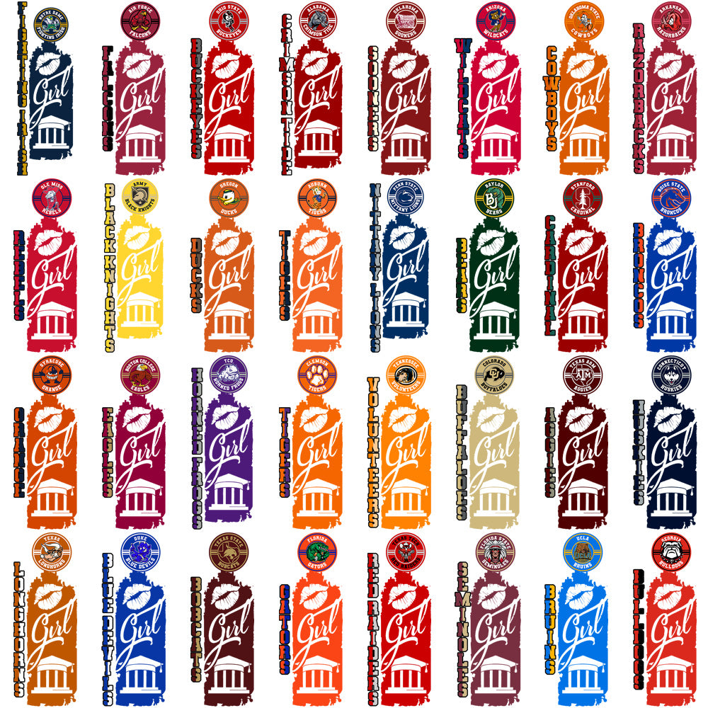 54 College NCAA Team Girl Designs Bundle PNG
