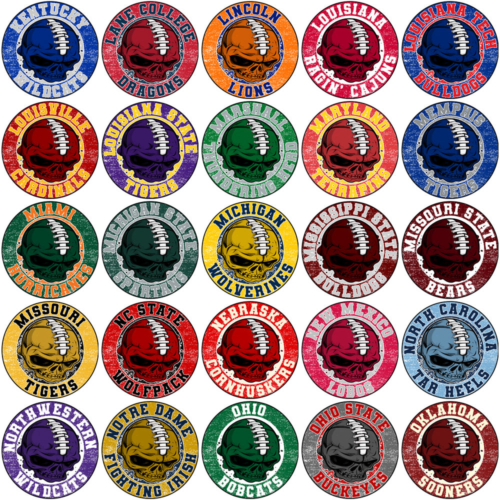 66 College NCAA Teams Skull Logo Designs Bundle PNG