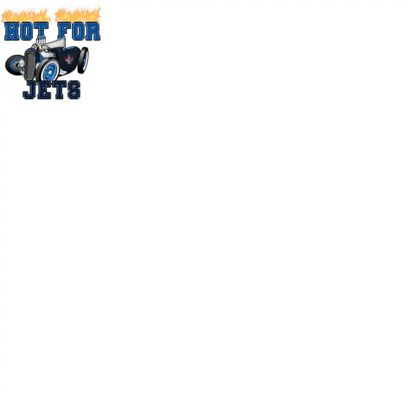 Hot Rod Car Design with Flames and 'Hot for Jets' Text for DTF DTG Embroidery