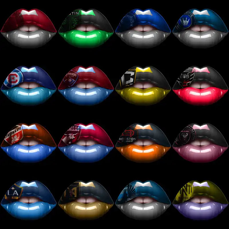Vibrant sports team-themed lip designs for DTF/DTG and embroidery, print-ready PNG/SVG files