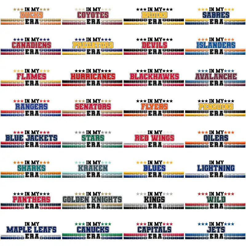 NHL team 'In My Era' designs for DTF, DTG, embroidery & tumbler wraps – print-ready PNG, SVG, PES