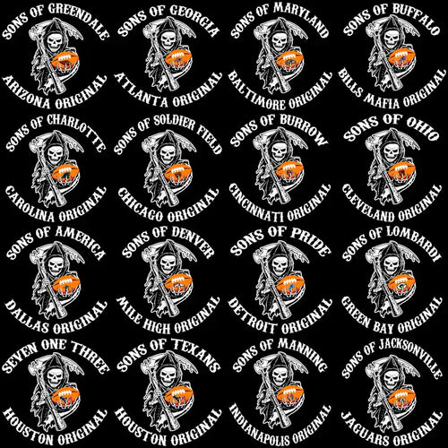 Sons of [City] football designs with grim reaper, print-ready for DTF DTG embroidery