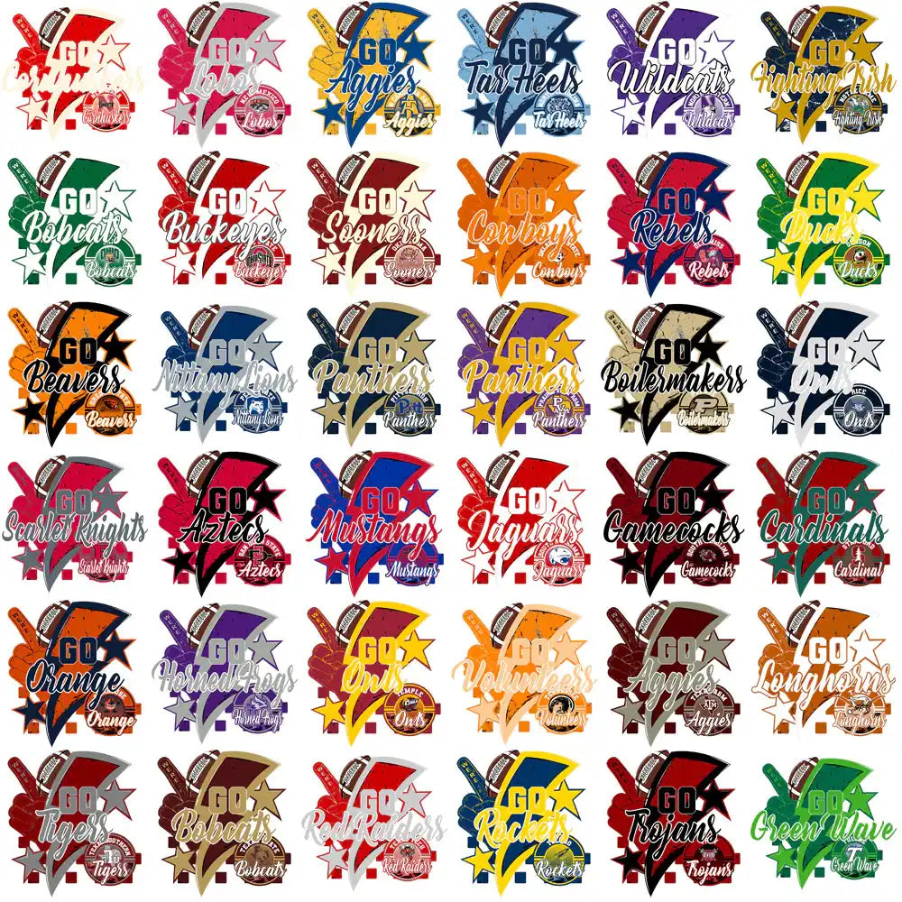 College football team spirit designs for DTF, DTG, embroidery & tumbler wraps — print-ready PNG, SVG, PES