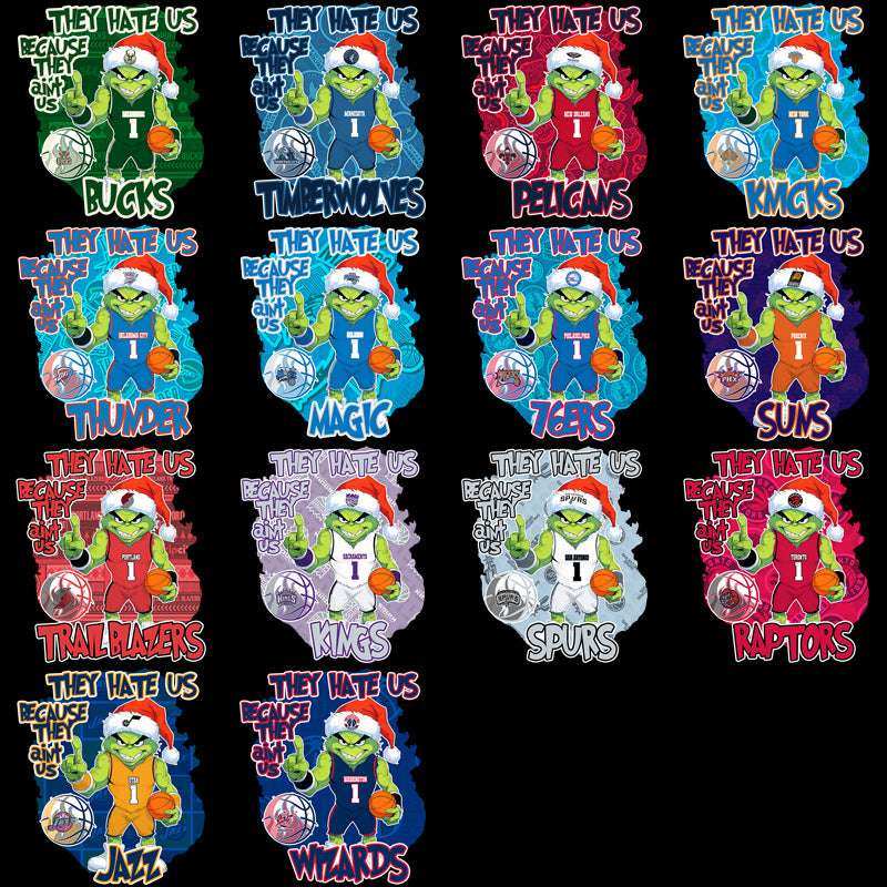 30 Basketball Teams Grinch They Hate Us v2 Designs Bundle PNG