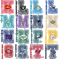 Load image into Gallery viewer, 32 Football Teams Glitter Letter Designs Bundle PNG
