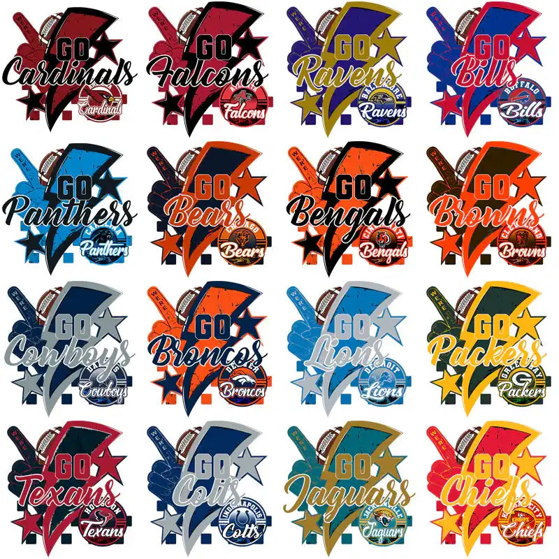 Go Team NFL Football Designs for DTF DTG and Embroidery Print-Ready Bundles