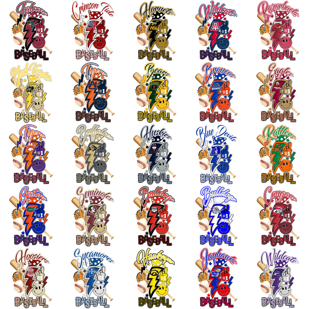 62 College NCAA Teams Team Bolt (BASEBALL) Designs Bundle PNG