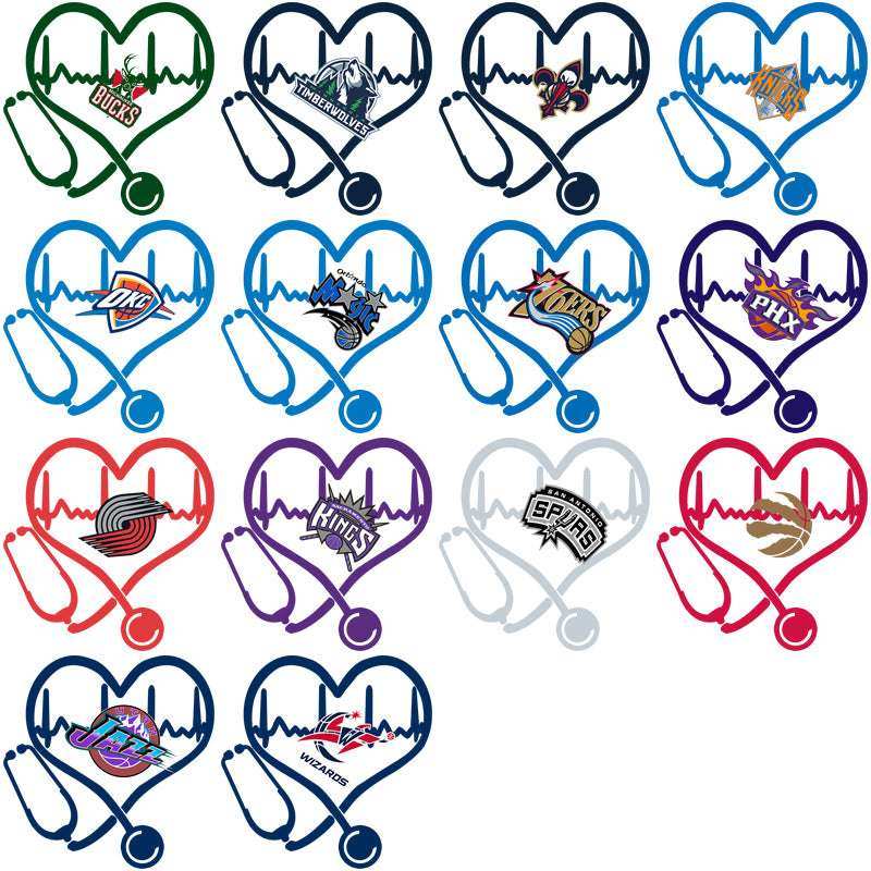 30 Basketball Teams Heart Beat Designs Bundle PNG
