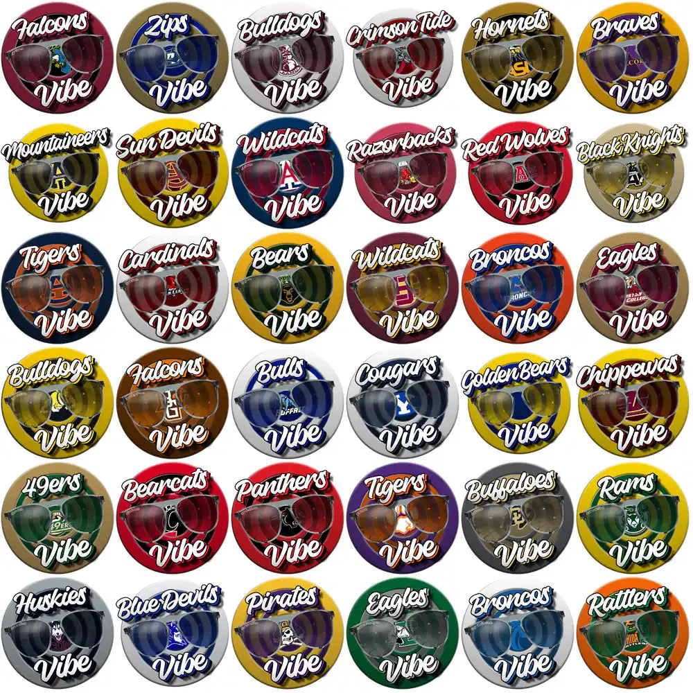 College team vibe sunglasses designs for DTF, DTG, embroidery & tumbler wraps – print-ready PNG, SVG, PES