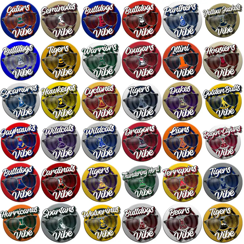 College team vibe sunglasses designs for DTF, DTG, embroidery, tumbler wraps – print-ready PNG, SVG, PES