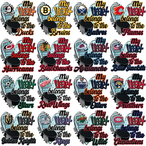 NHL team heart designs for DTF/DTG & embroidery, print-ready PNG/SVG, instant download