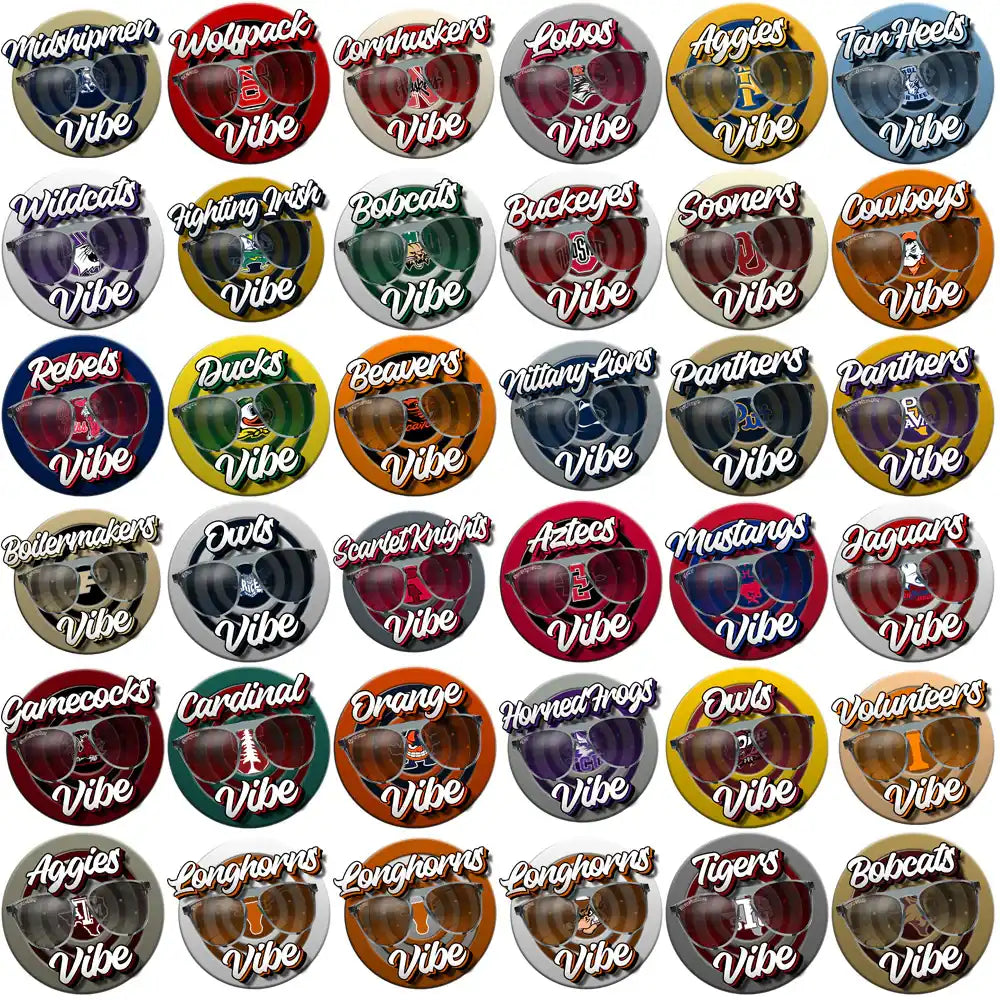 College team vibe sunglasses designs for DTF, DTG, embroidery & tumbler wraps – print-ready PNG, SVG, PES