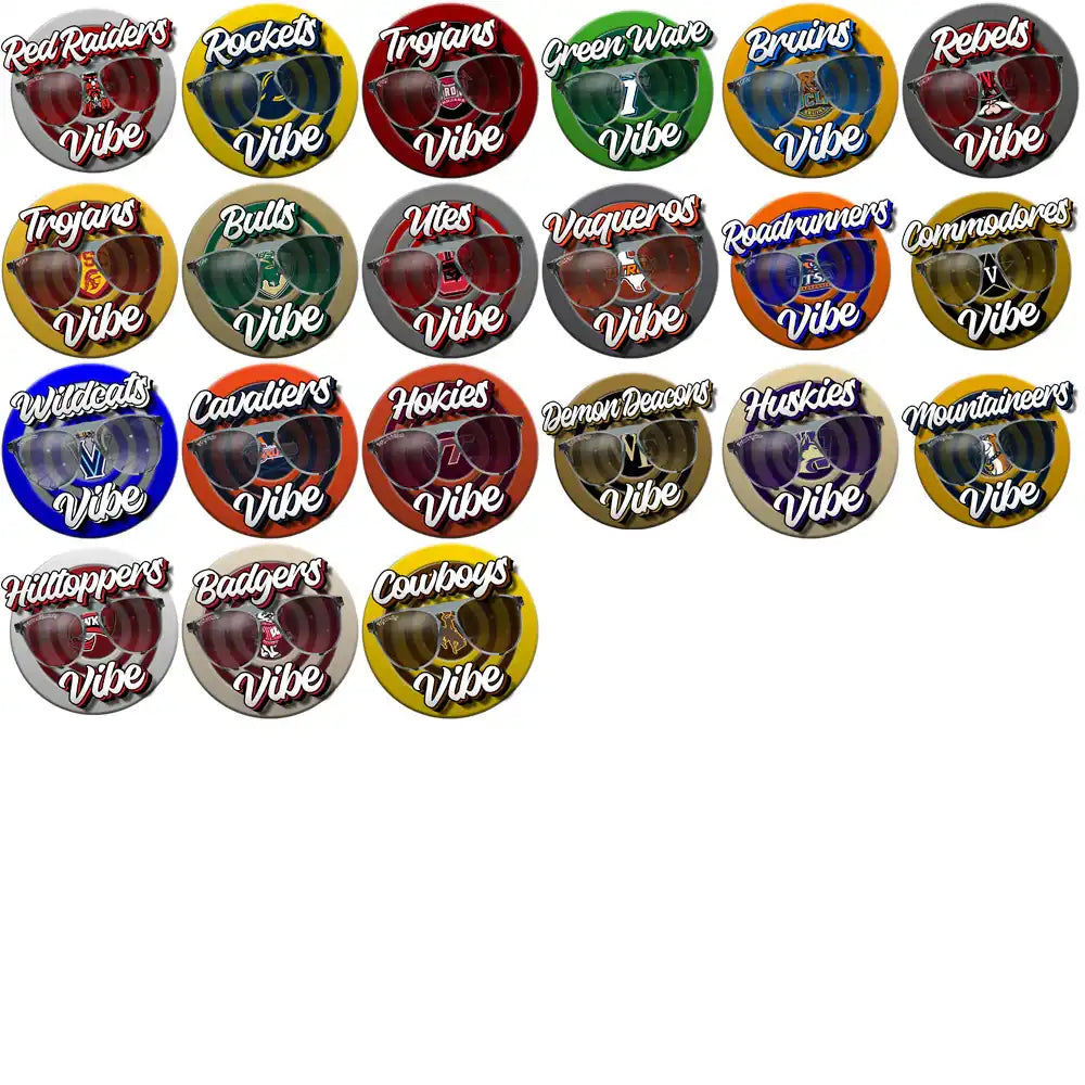 College team vibe sunglasses designs for DTF, DTG, embroidery, and tumbler wraps