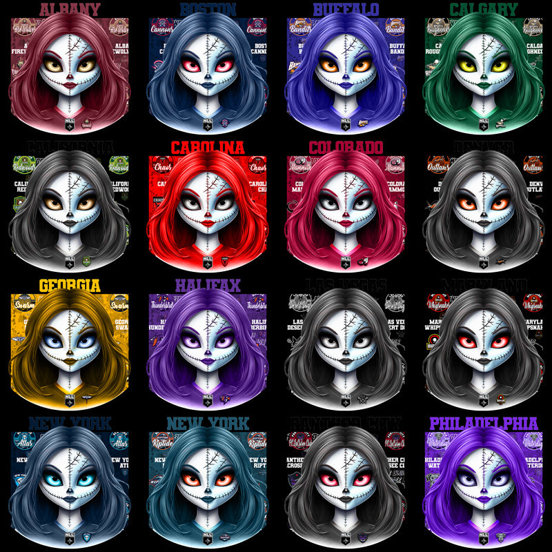 23 Lacrosse League Zombie Girl Designs Bundle PNG