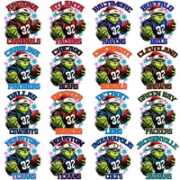Load image into Gallery viewer, 32 Football Teams Grinch Snowflakes Designs Bundle PNG
