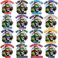 Load image into Gallery viewer, 32 Football Teams Grinch Snowflakes Designs Bundle PNG

