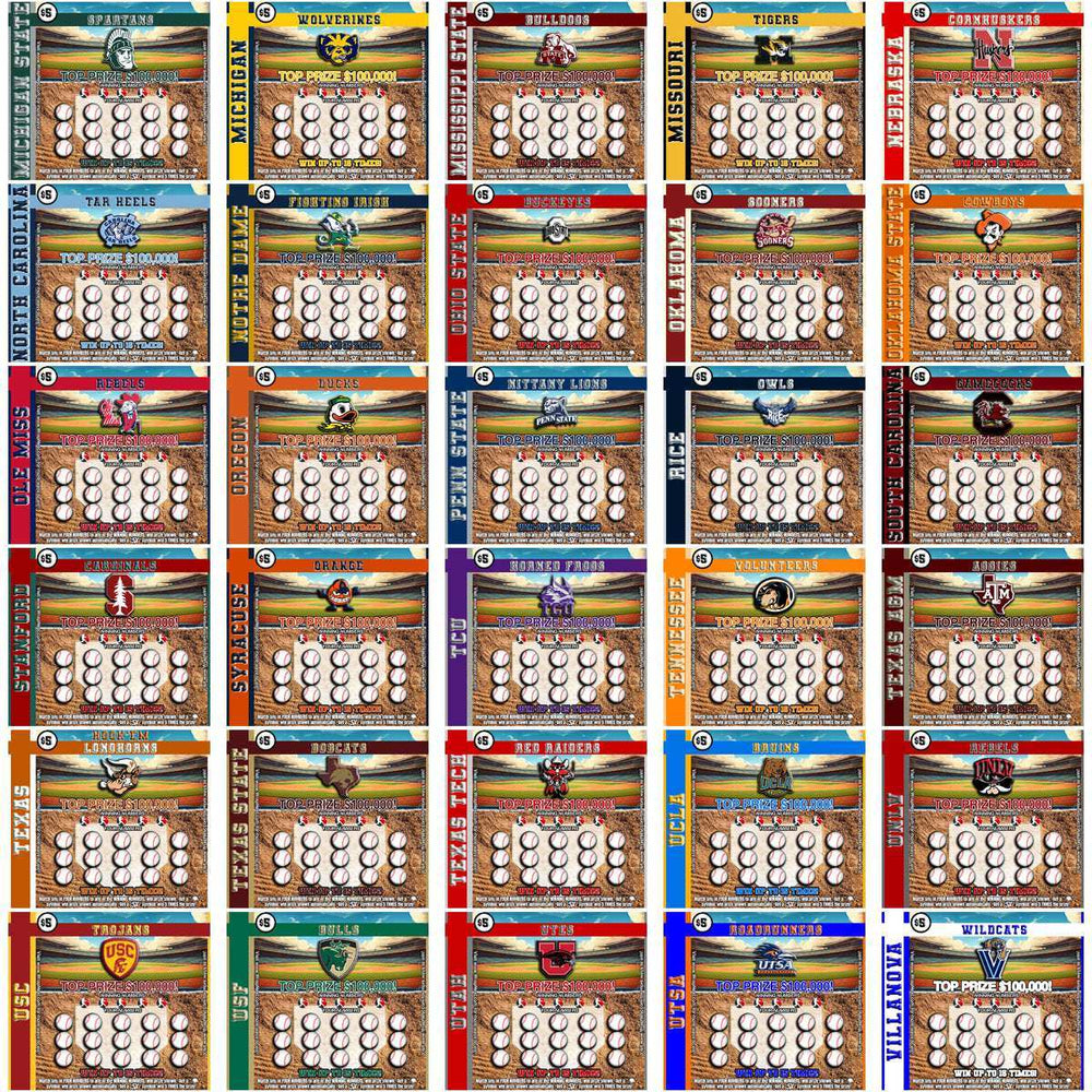 62 NCAA College Sports Lottery Ticket Wrap (BASEBALL) Tumbler Wrap Bundle JPG