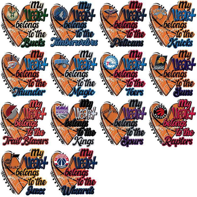 30 Basketball Teams My Heart Belongs Designs Bundle PNG