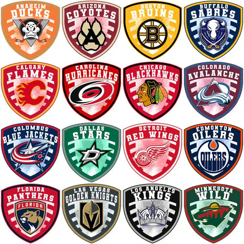 NHL team logo patches for DTF/DTG printing, embroidery, and tumbler wraps — print-ready PNG, SVG, PES