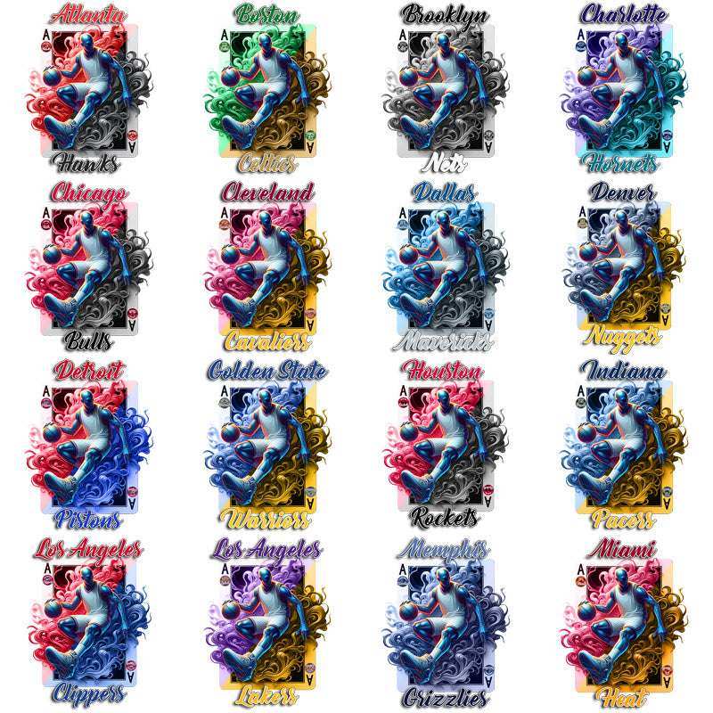 30 Basketball Teams Playing Card Designs Bundle PNG