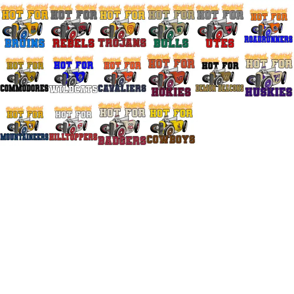Hot Rod Race Car Designs for College Teams - Print-Ready DTF DTG SVG Bundles