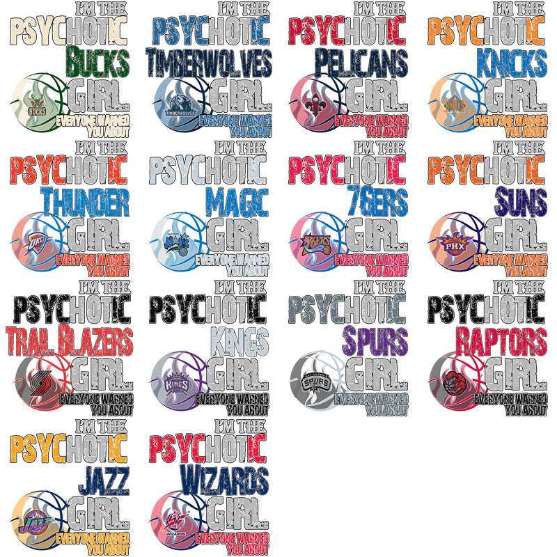 30 Basketball Teams Psycho Girl Designs Bundle PNG