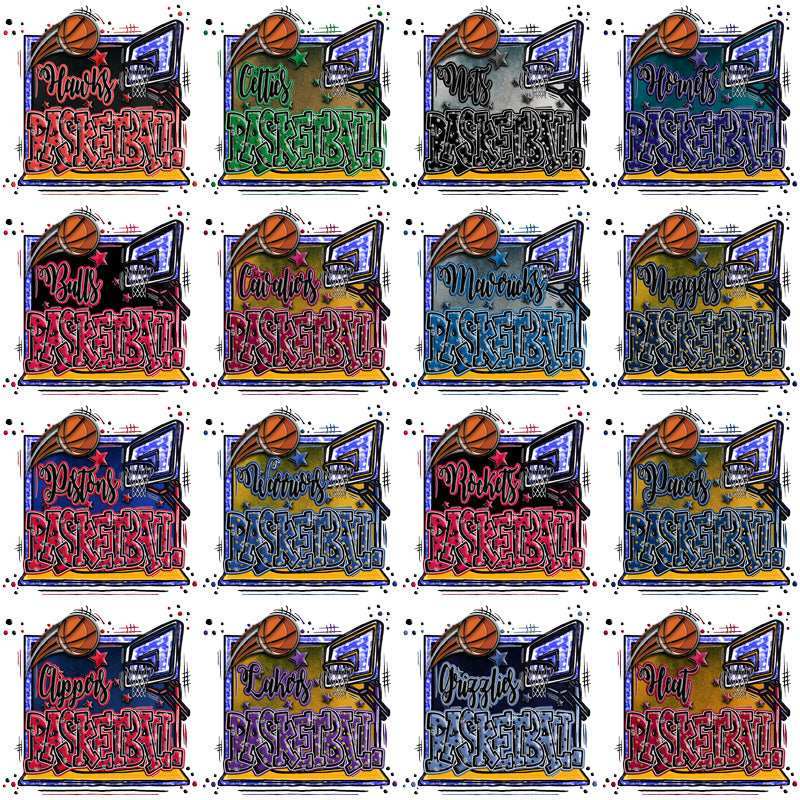 30 Basketball Teams Retro Basketball Designs Bundle PNG