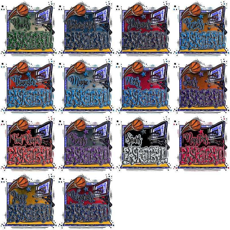 30 Basketball Teams Retro Basketball Designs Bundle PNG
