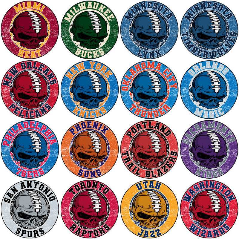 30 Basketball Teams Skull Logo Designs Bundle PNG