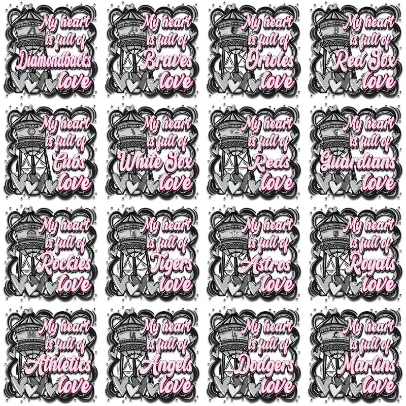 Baseball team love designs with water tower graphics for DTF/DTG and embroidery