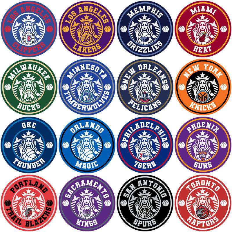 30 Basketball Teams Starbucks Logos Designs Bundle PNG