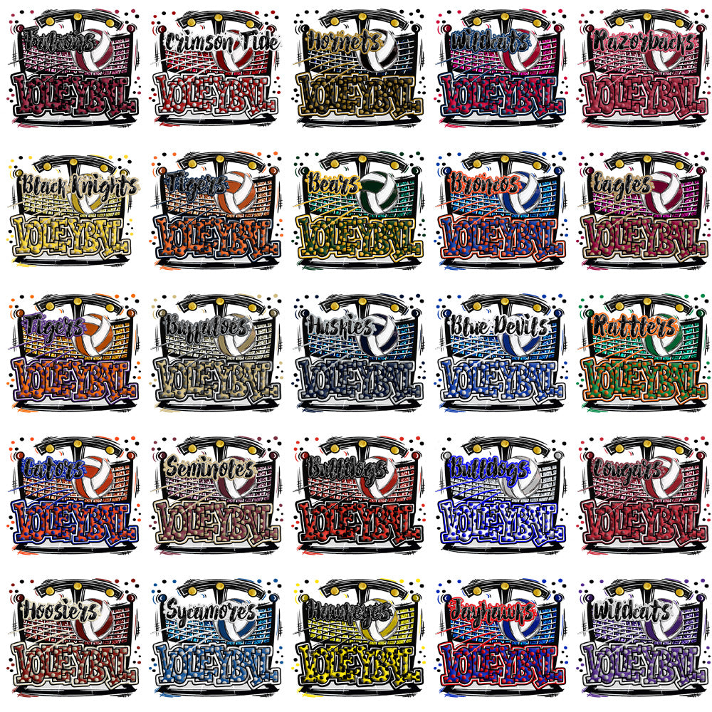 62 College NCAA Teams Volleyball Retro Designs Bundle PNG