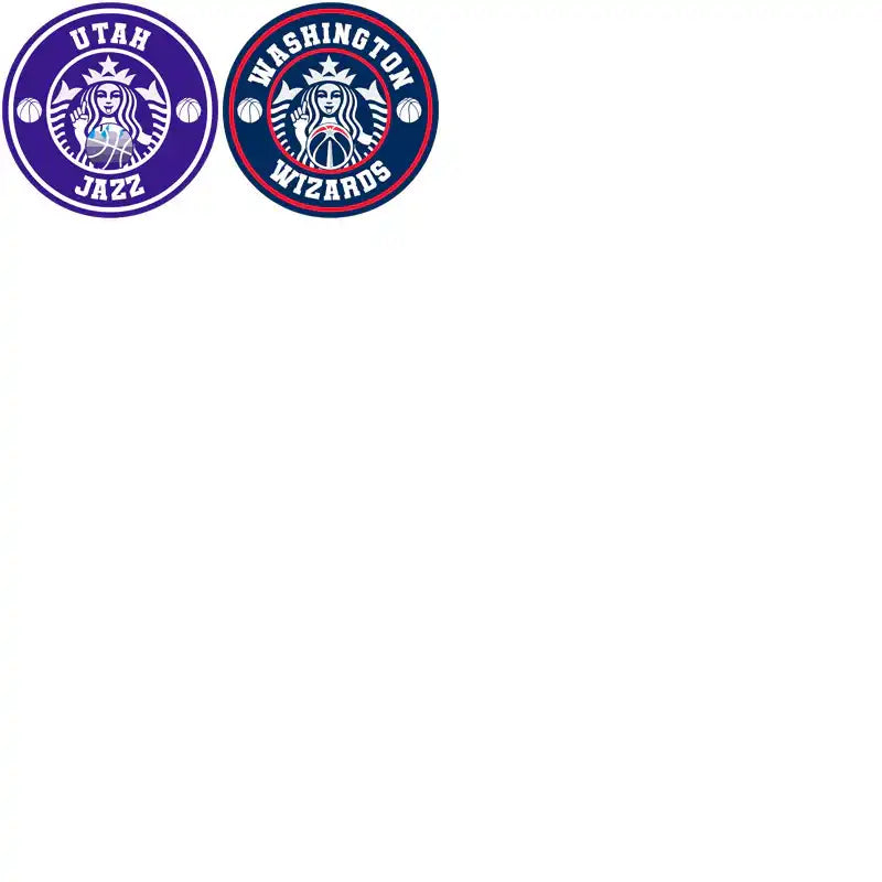 Utah Jazz and Washington Wizards NBA team logos with basketball and siren design, print-ready for DTF DTG