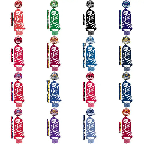 Basketball-themed 'Girl' designs with team logos, ideal for DTF/DTG and embroidery projects.