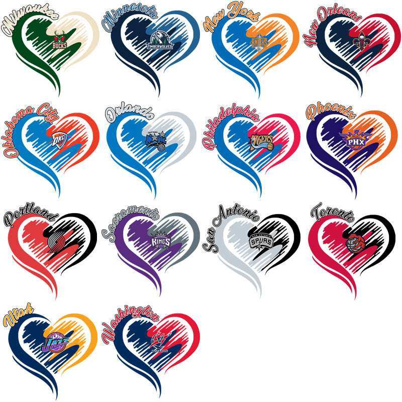30 Basketball Teams Team Heart Designs Bundle PNG
