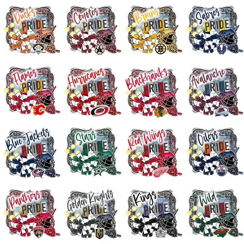 NHL team pride designs for DTF/DTG, embroidery & tumbler wraps — print-ready PNG, SVG, PES