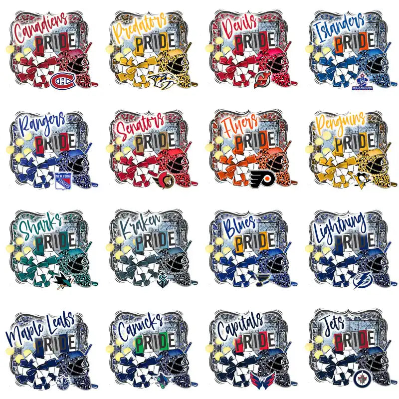 NHL team pride designs for DTF, DTG, embroidery — print-ready PNG, SVG, PES bundles