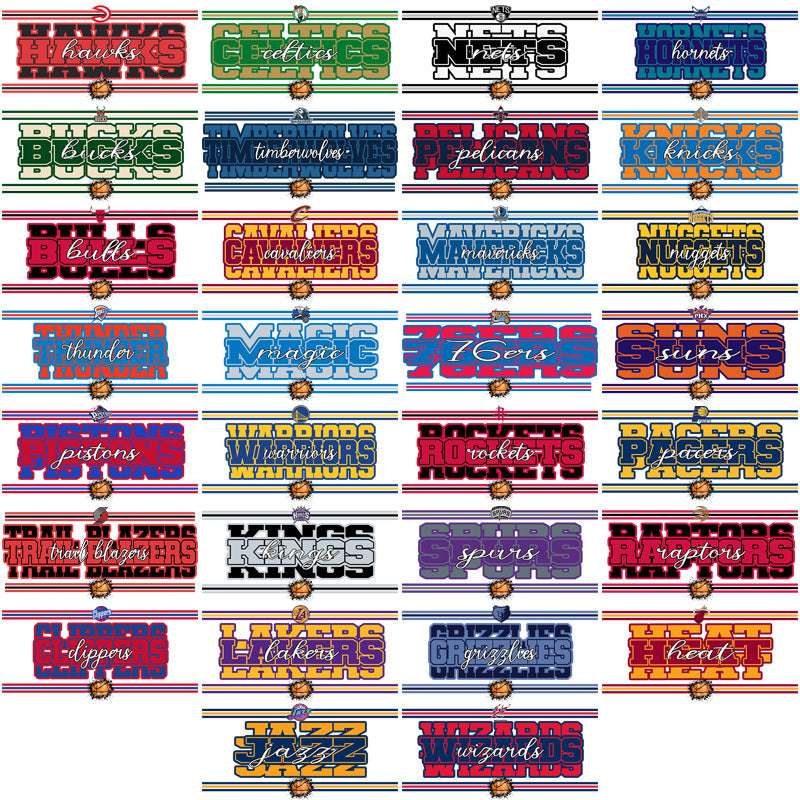 30 Basketball Teams Team Name & Stripes Designs Bundle PNG