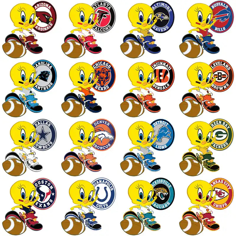 Tweety Bird NFL team designs for DTF, DTG, embroidery – print-ready PNG, SVG, PES bundles