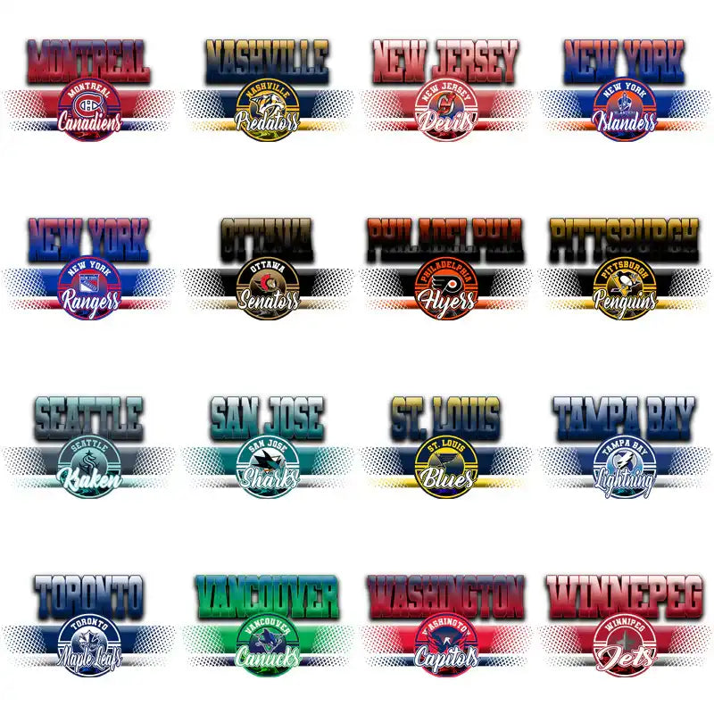 NHL team logos and city names for DTF/DTG printing, embroidery, and tumbler wraps – print-ready designs