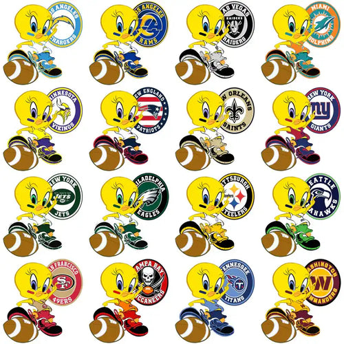 Tweety Bird NFL team designs for DTF/DTG, embroidery, and tumbler wraps, print-ready PNG, PES, SVG.