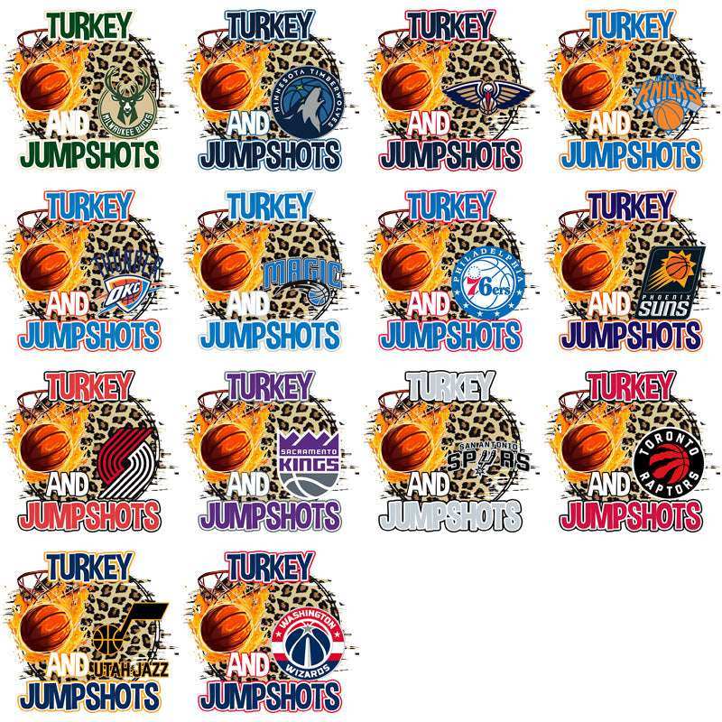 30 Basketball Teams Turkey Designs Bundle PNG