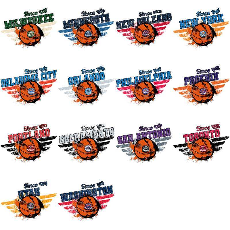 30 Basketball Teams Vintage Wings Designs Bundle PNG