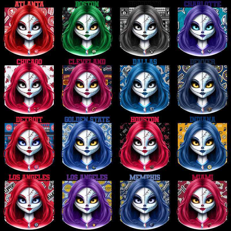 30 Basketball Teams Zombie Girl Designs Bundle PNG