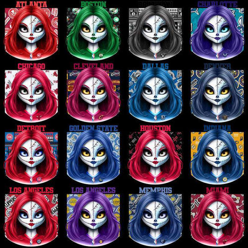 30 Basketball Teams Zombie Girl Designs Bundle PNG