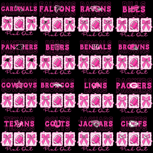 32 Pink Out October Cancer Awareness Football Teams Designs Bundle PNG