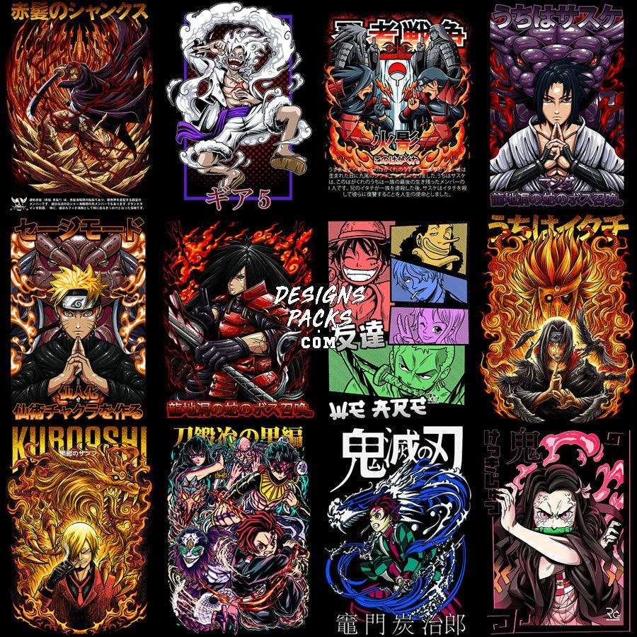 70 Anime Mix Halftone Designs Bundle PNG