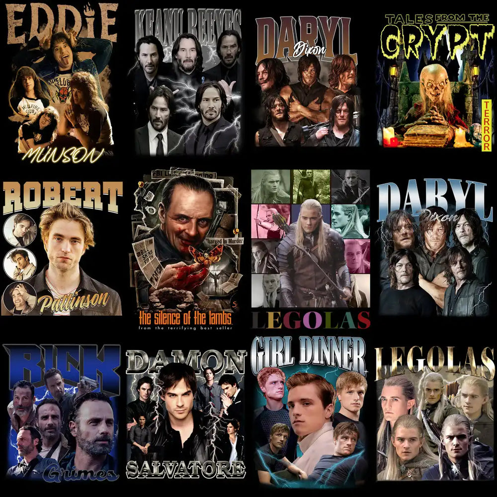 51 Popular Movies Series Artists Bootleg Best Designs Bundle PNG